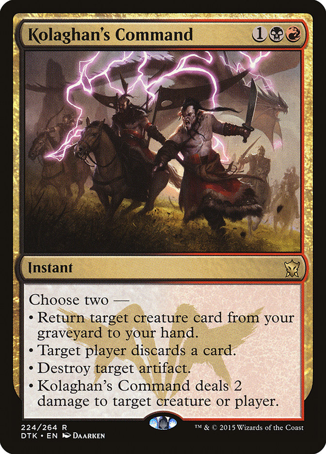 command cards mtg Magic the Gathering Dragons of Tarkir Rare Kolaghan's Command #224