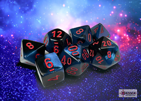 Gemini Black-Starlight/Red Polyhedral 7-Dice Set