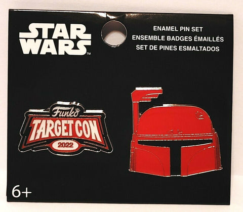Star Wars Red Boba Fetta Helmet & Target Con 2022 Enamel Pin Set
