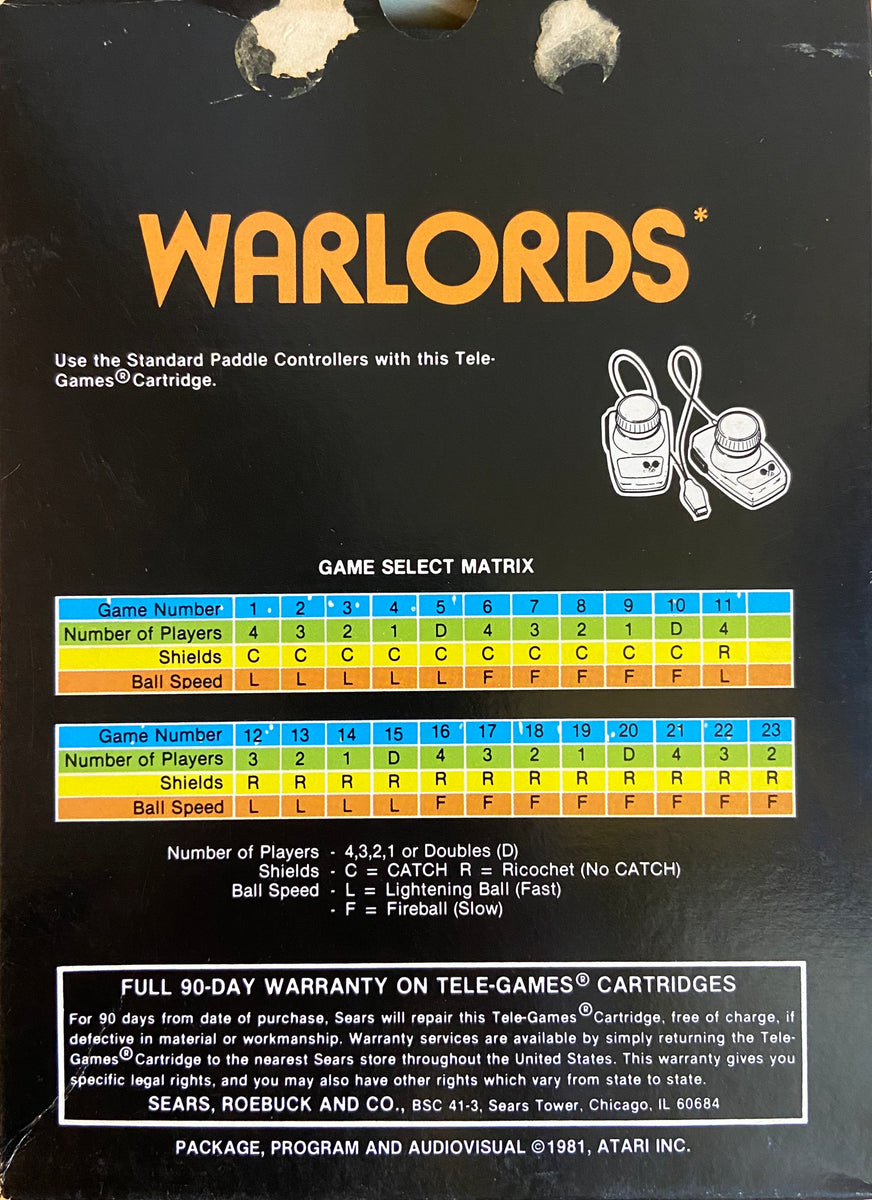 Jeu Atari 2600 Warlords Version PAL - Loose, En Bon état